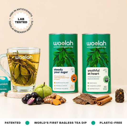 Happy Heart Combo - Green Tea with Arjuna & Cinnamon + Green Tea with Jamun Seeds, Elephant Apple & Turmeric