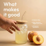 Prebiotic Peach Iced Green Tea with only 1 gram Jaggery