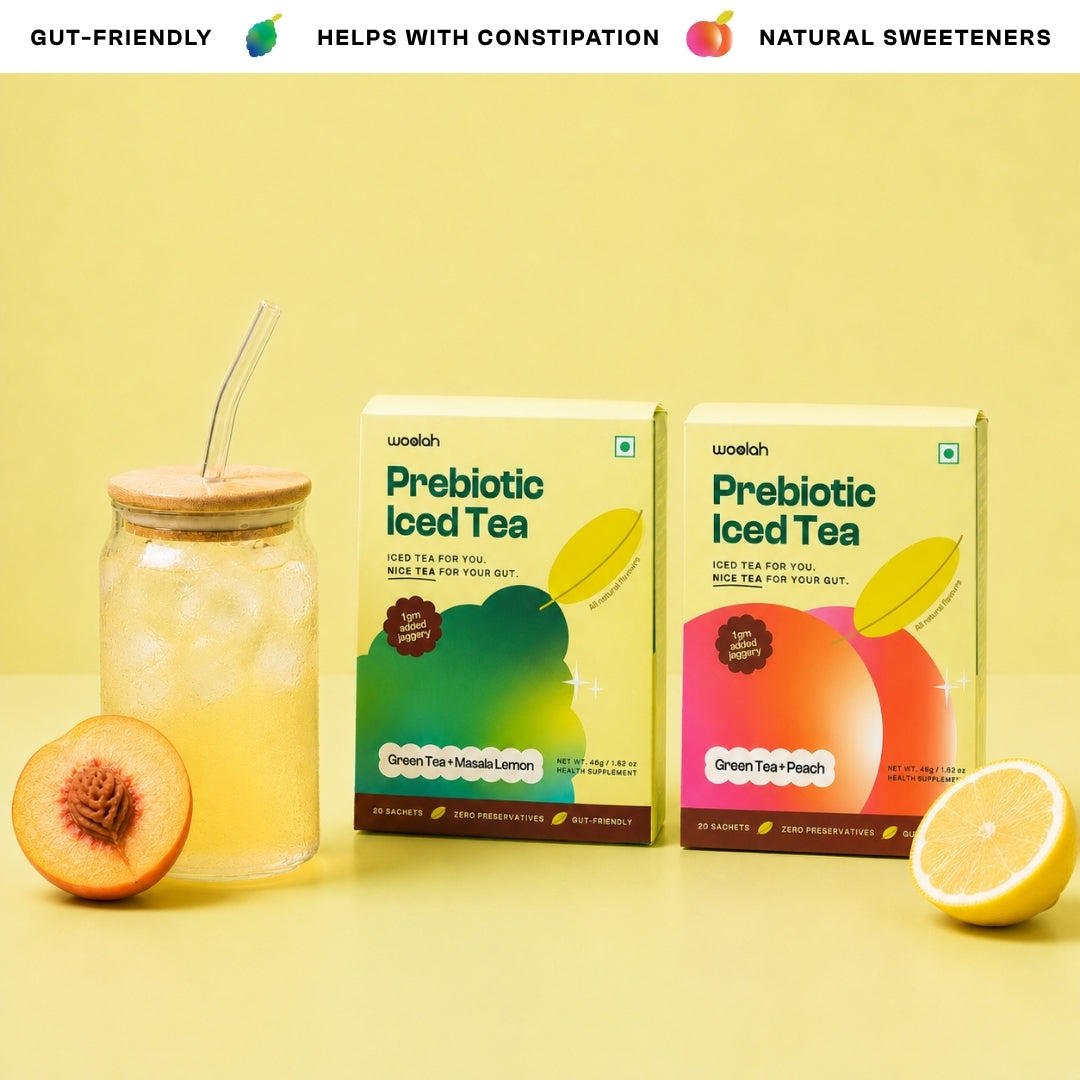 Prebiotic Iced Tea Combo Pack - Peach & Masala Lemon + FREE SIPPER