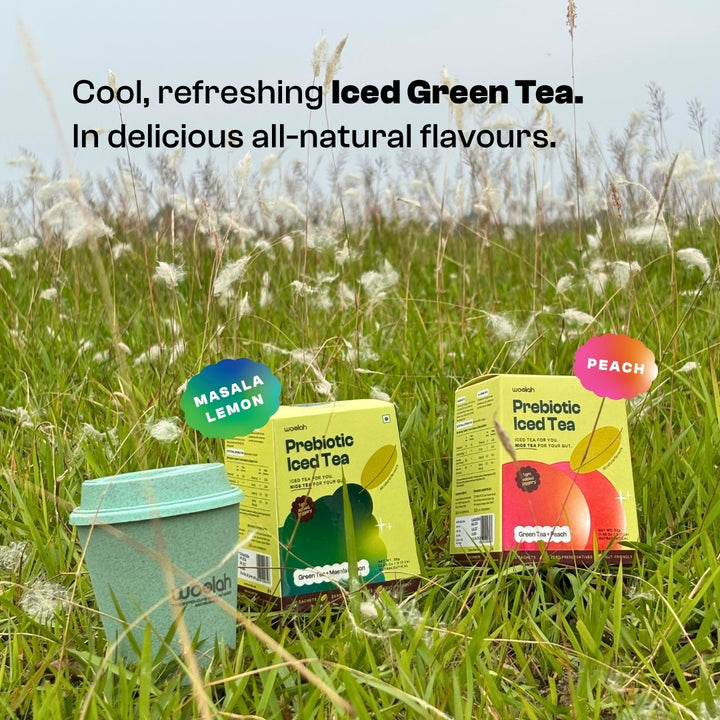 Prebiotic Iced Tea Combo Pack - Peach & Masala Lemon + FREE SIPPER