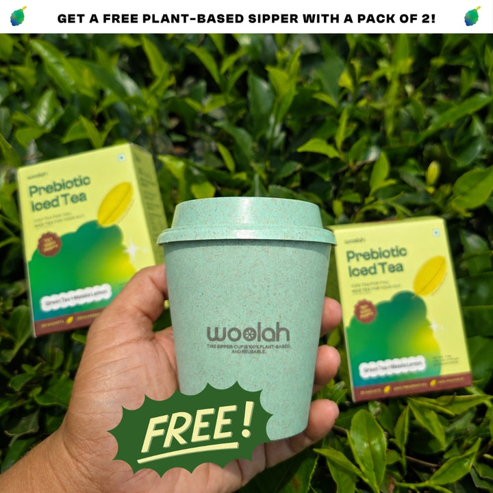 Prebiotic Lemon Masala Iced Green Tea with only 1 gram Jaggery