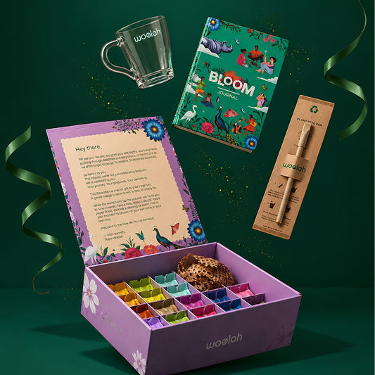 Woolah Bloom Box - Tea, a mug, a journal - Gift someone a calm morning