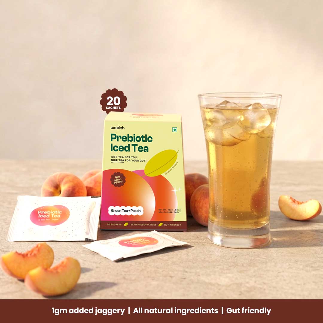 Ice Tea Grams Prebiotic Peach Iced Green Tea with only 1 gram Jaggery