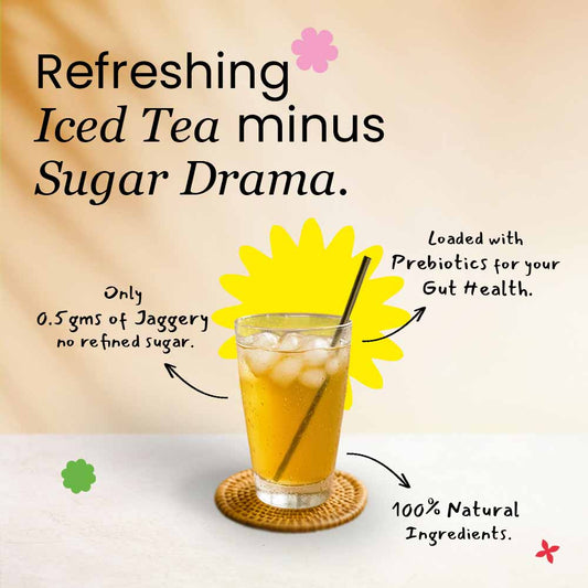 Prebiotic Lemon Iced Green Tea with only 0.5gms Jaggery