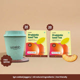 Prebiotic Peach Iced Green Tea with only 1 gram Jaggery