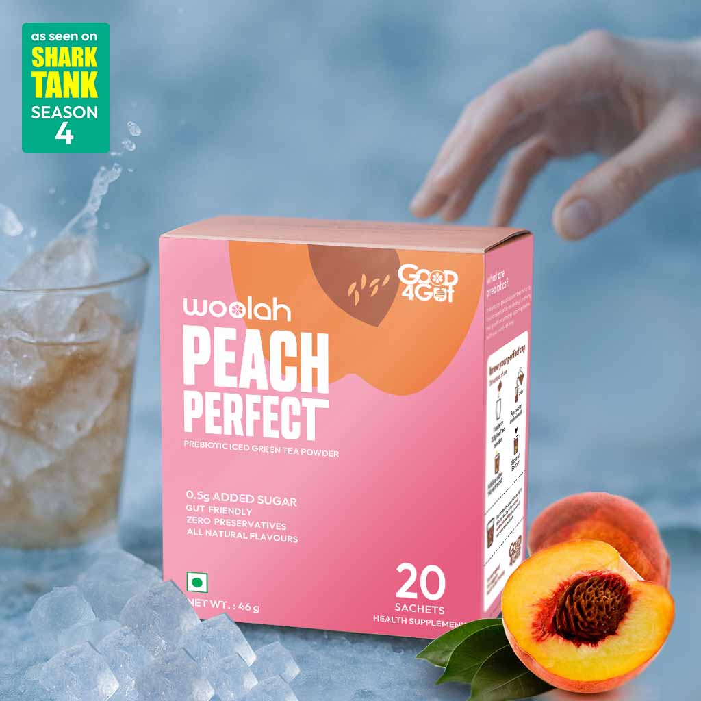 Perfect Peach Prebiotic Iced Green Tea with only 0.5gms Jaggery -20 sachets
